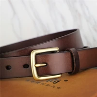 belt womens leather soft vintage copper buckle simple fashion all match handmade leather jeans waistband luxury fashion