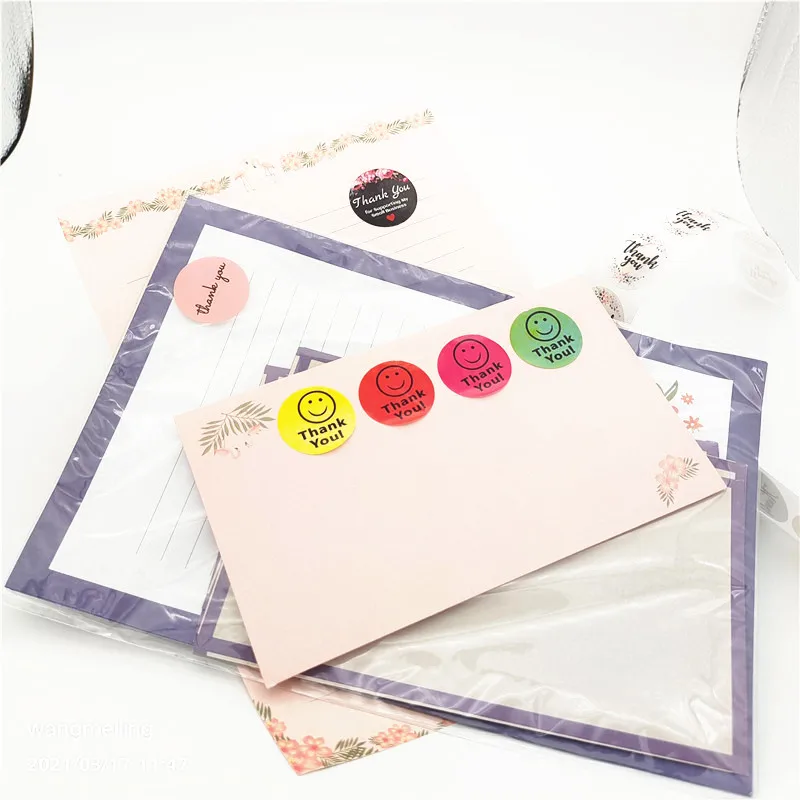 

500Pcs/roll Scrapbooking Adhesive thank you stickers Stationery Birthday Card Seals Labels Bakery Bread Tags for Envelopes Gifts