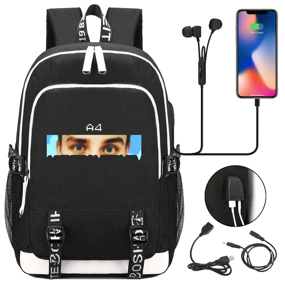 

Детский Школьный рюкзак Merch A4 с принтом глаз, новинка 2021, Мерч А4, школьный рюкзак для мальчиков и девочек, мужская дорожная сумка с USB-зарядко...