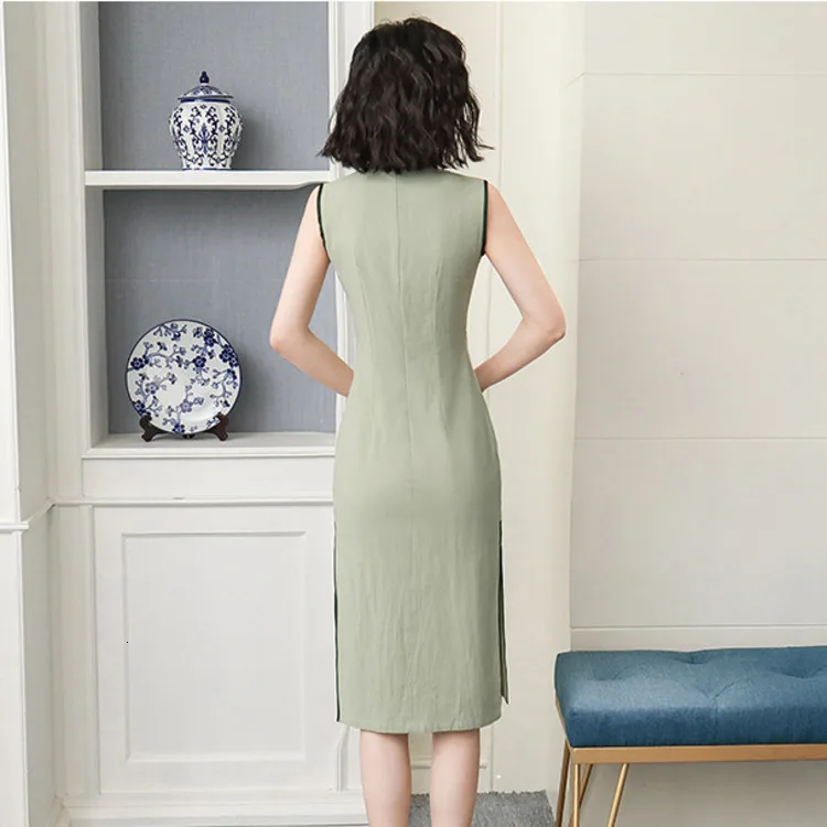 Sheng Coco дамы рами женское платье без рукавов Cheongsam платья Короткие классические без рукавов современное китайское платье Ципао белый без рукавов
