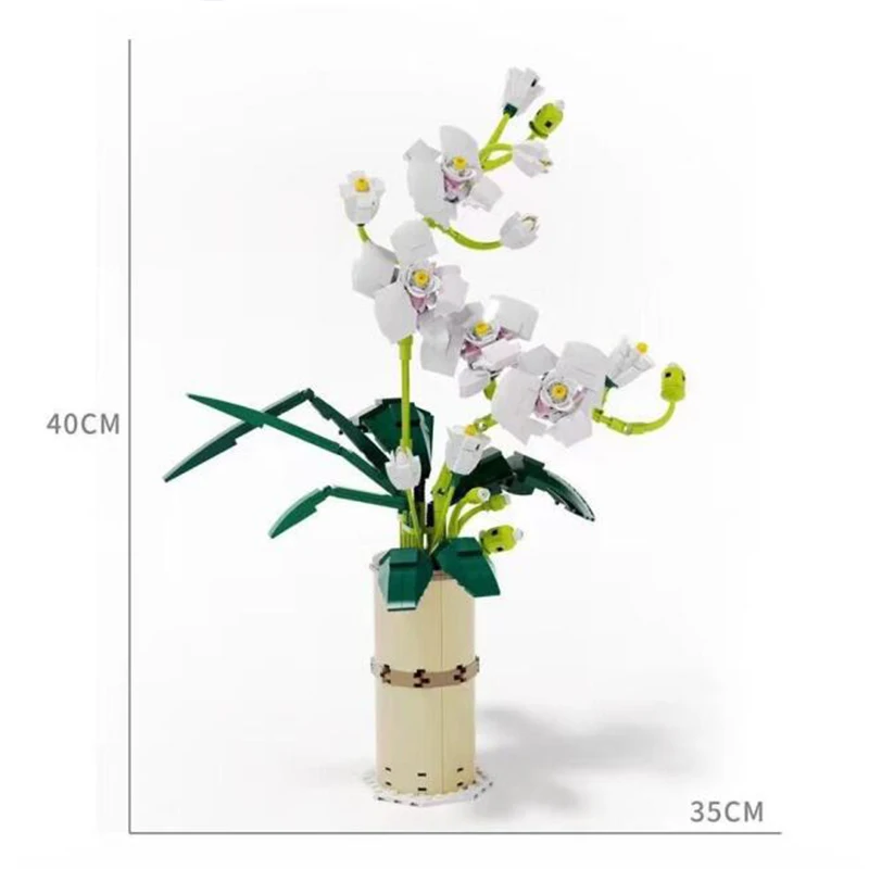 

Orchid Phalaenopsis Flowers Bouquets Potted Plants Building Blocks Blossom Assembly Ornaments Model Bricks Toys Display Gifts