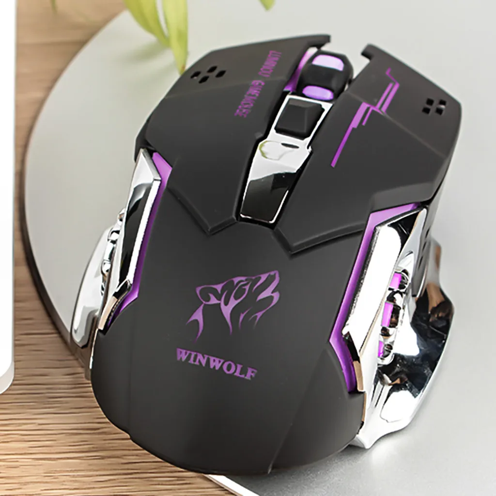 Rechargeable 2.4Ghz Wireless Mouse Silent Illuminated Mechanical Mouse USB Gaming Mouses 2400dpi 7 Colors Raton Inalambrico