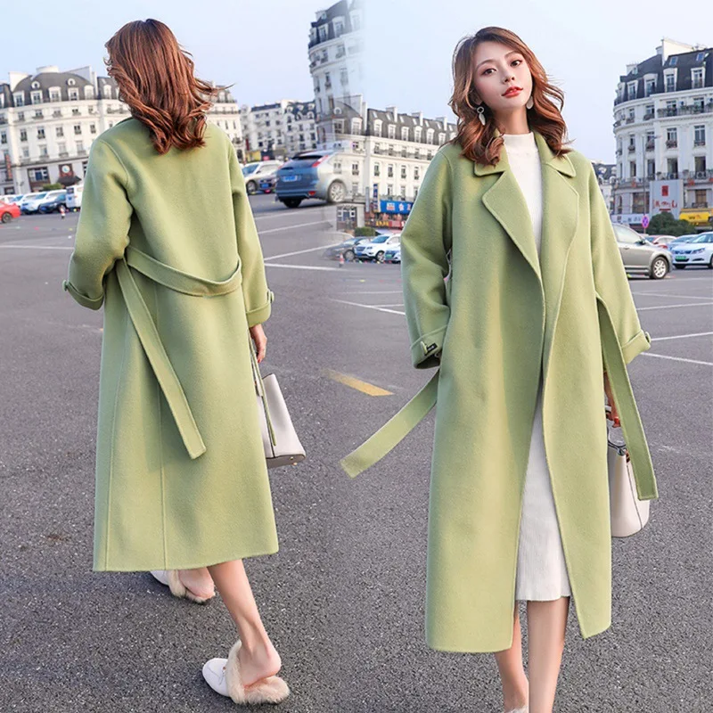 Новое шерстяное пальто в Корейском стиле авокадо зеленого цвета женская одежда