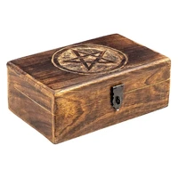 decorative jewelry storage box antique trinket storage case with carved pentacle design vintage wooden trinket holder snazzy
