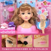 stylish kids makeup toy half body makeup hairstyle doll dummy long hair mannequin head pretend play toys girls christmas gift