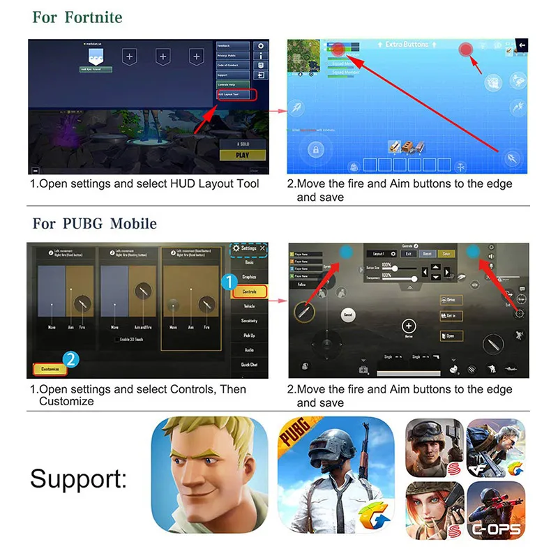 Контроллер для мобильных игр PUBG геймпад с триггером кнопка прицела