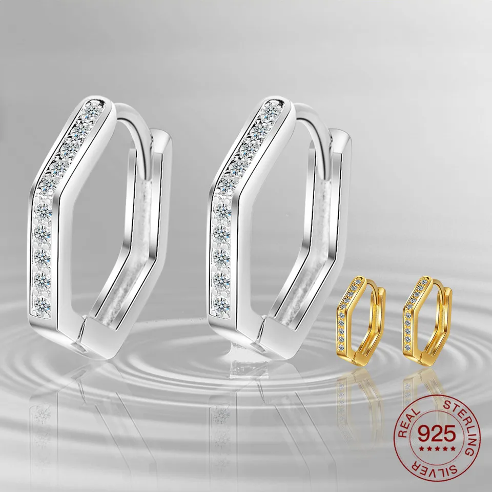 Женские серьги с пятиконечной звездой серебро 100% пробы фианитом|Серьги-гвоздики|