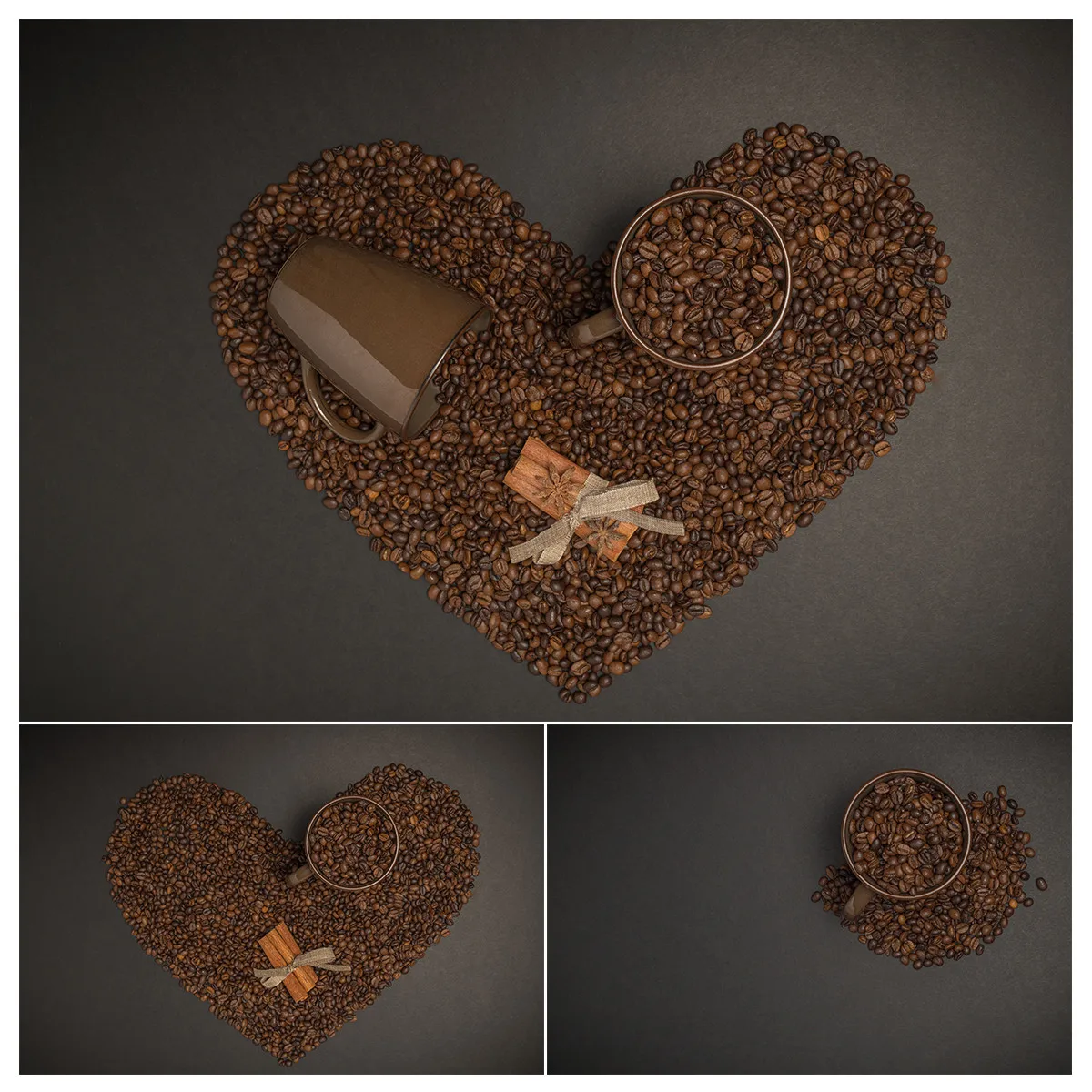 Виниловый фон для студийной фотосъемки с изображением сердца кофейных зерен