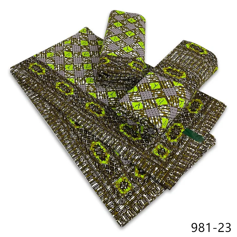 

New African Wax Fabric 100% Cotton Material 2021 High Quality Wrap Print Pagne Nigerian Ankara Sewing 6yards for dress 981
