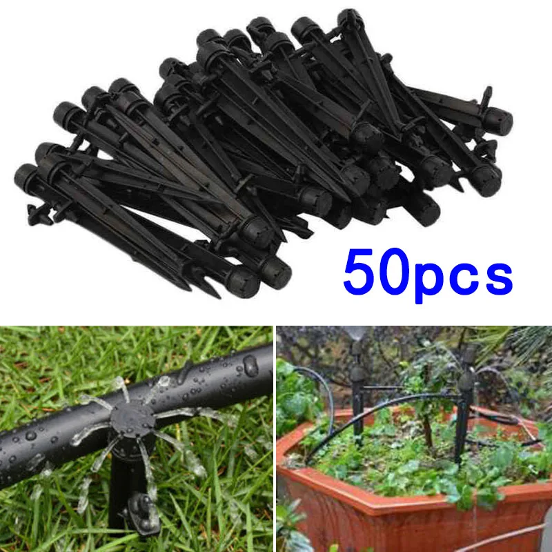 

50Pcs/set Micro Bubbler Drip Irrigation Emitter Stake Water Dripper Plastic 13cm