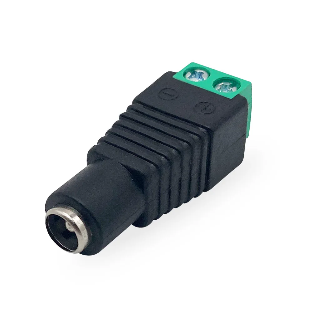 2pcs Power Cord Wire to DC 5.5mm Female Jack Adapter Fast Connector Line Power Plug 5V 12V 24V Led Strip CCTV Camera