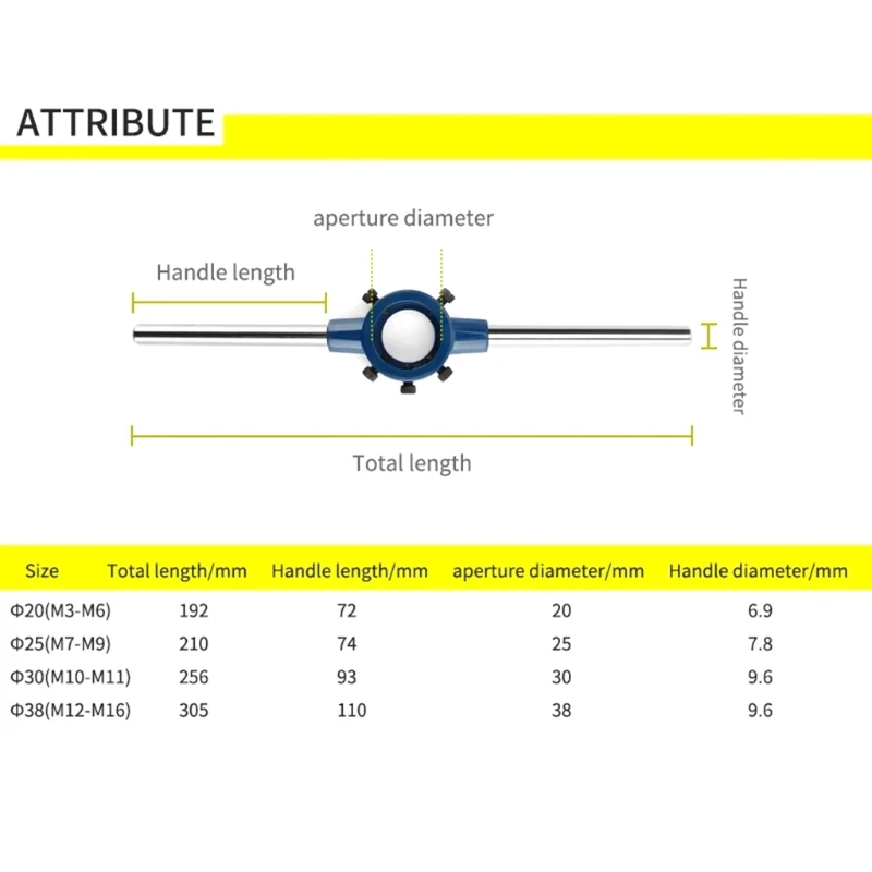 

1Pcs Round Die Wrench Flexible Steel Circular Die Handle for Dies Threading Tools M3-M16