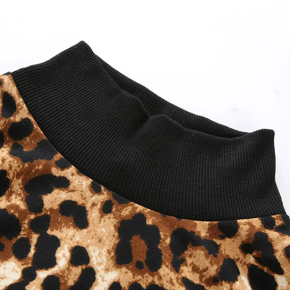 Женский свободный пуловер с леопардовым принтом и длинным рукавом|Женские