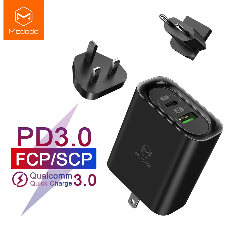 Сетевое зарядное устройство Mcdodo с USB-портом и поддержкой быстрой зарядки 30 Вт |