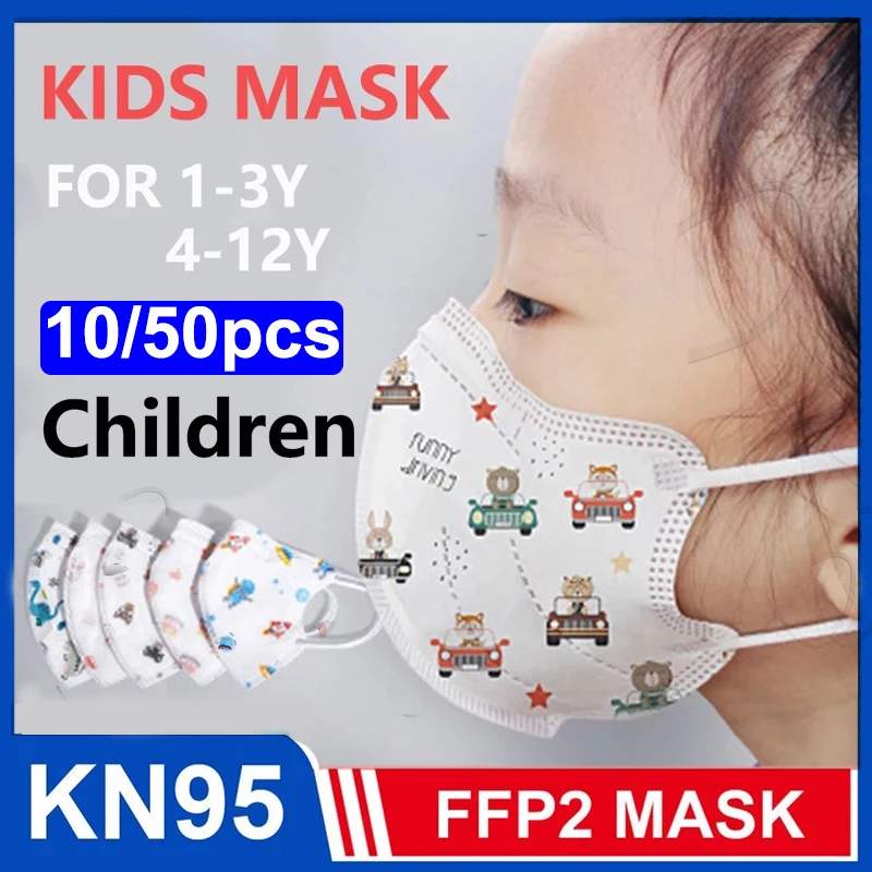 

10/50PCS Kids KN95 Masks Kawaii Cartoon CE FFP2 Face Mask Children Boys Girls Baby N95mask kn95mask ffp2mask Breathable N95 Mask