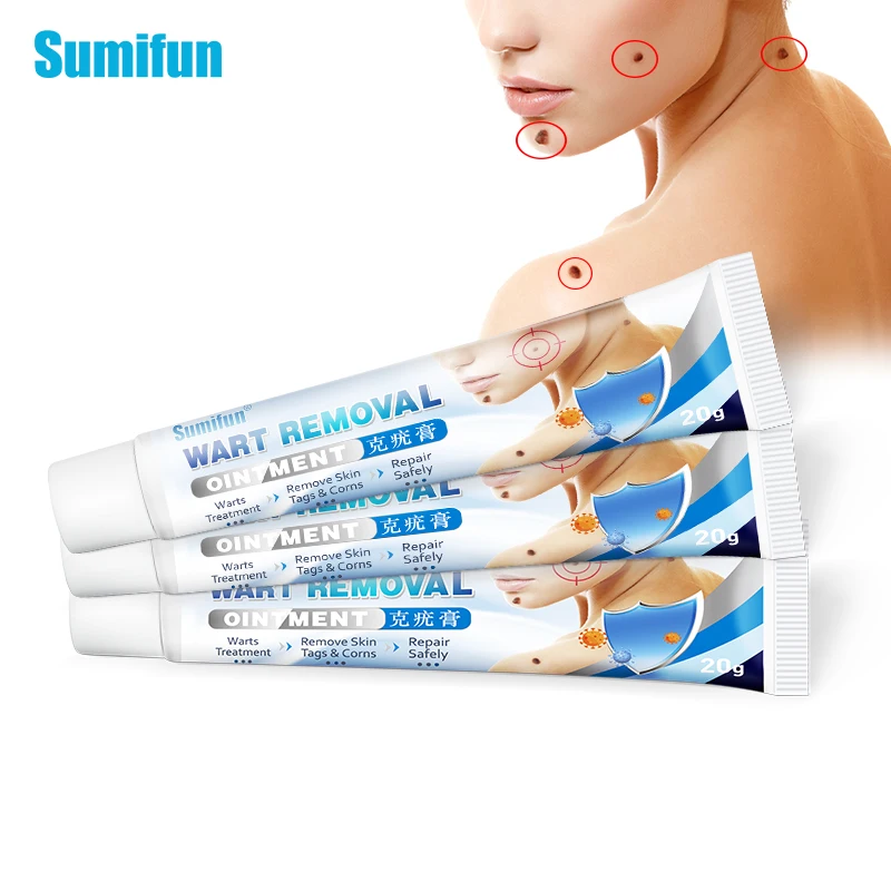 

3pcs Sumifun Wart Treatment Cream Warts Remover Antibacterial Skin Tag Remover Herbal Extract Foot Corn Plaster Wart Ointment