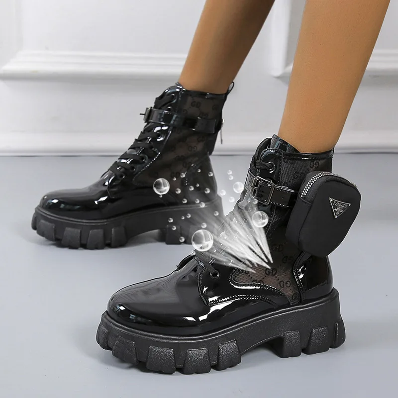 

Europe Boots for Women 2021 Round Toe Platform Shoes Ankle Boots Fashion Square heel Plus Size 43 Martin Boots Women's shoes