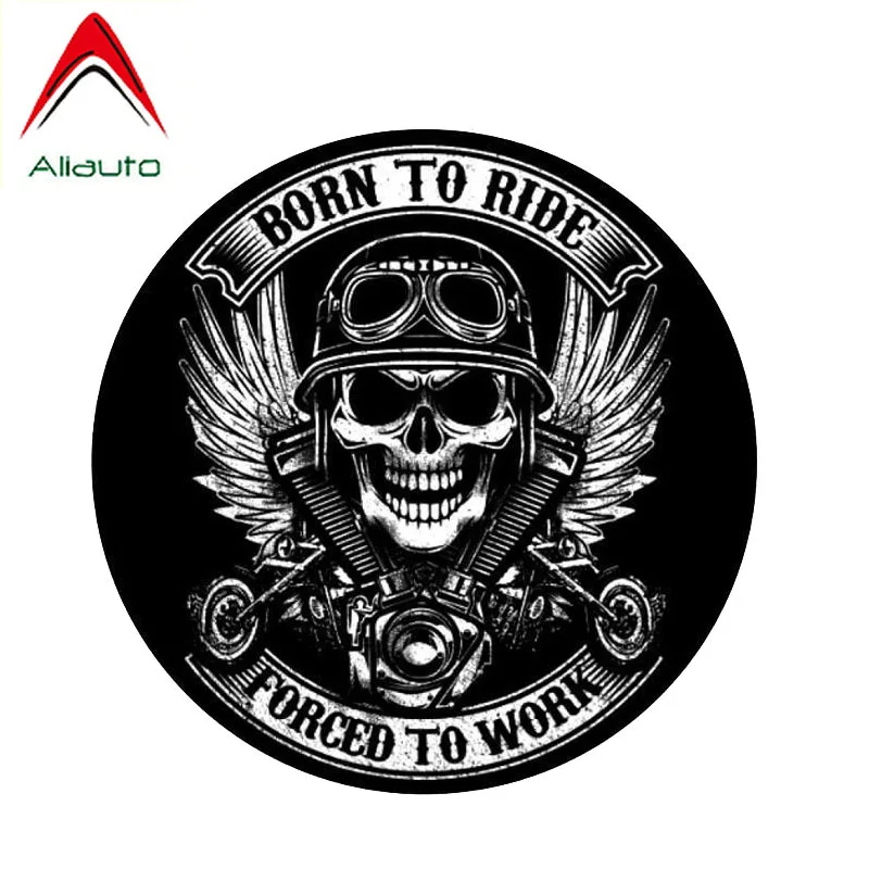 Aliauto Born To Ride череп забавная наклейка для автомобилей крышка наклейки с царапинами