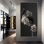 Черная серебряная ручка, украшения, холст, картина, черные руки, модель, плакаты и принты, настенные картины для гостиной, домашний декор
