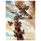 Алмазная мозаика с животными, жираф, лошадь, бабочка