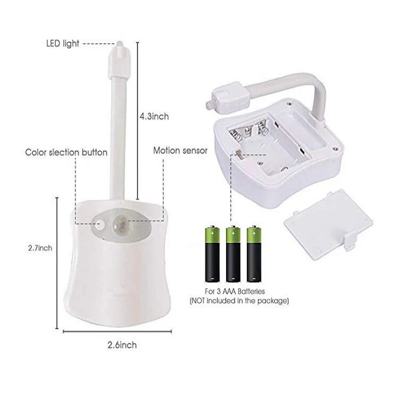 WC светильник светодиодный датчик движения 8 ЦВЕТОВ автоматический туалетный
