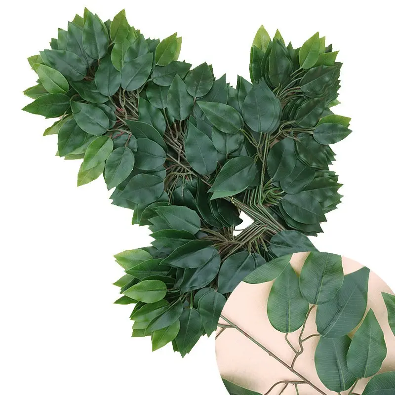 

10Pcs Artificial Banyan Leaf Table Flower Simulation Green Plants Home Wedding Christmas Decoration Wreath Photography Props