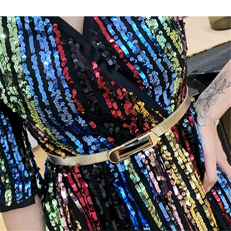 

Sweet Memory Elegant Women Half Sleeves Knee Length Sequined Cocktail Dress Sequin V-neck Cocktail Dresses Robe Vestido De Festa