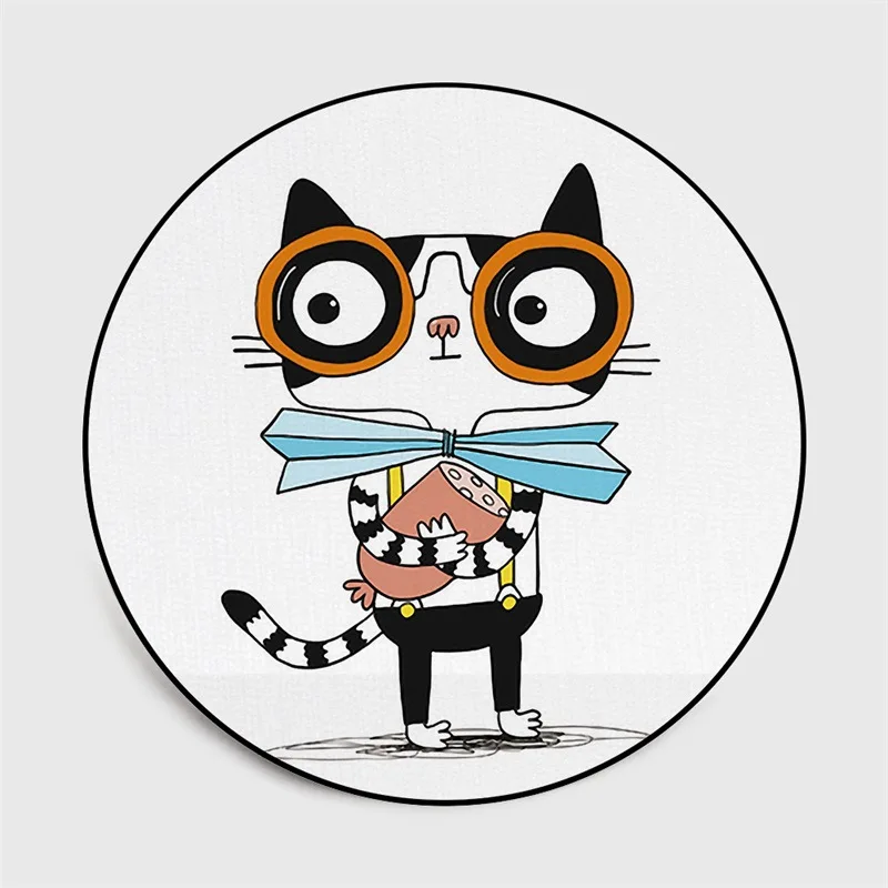 

Cute kitty cartoon children's room non-slip round carpet floor mats bedroom living room home decoration