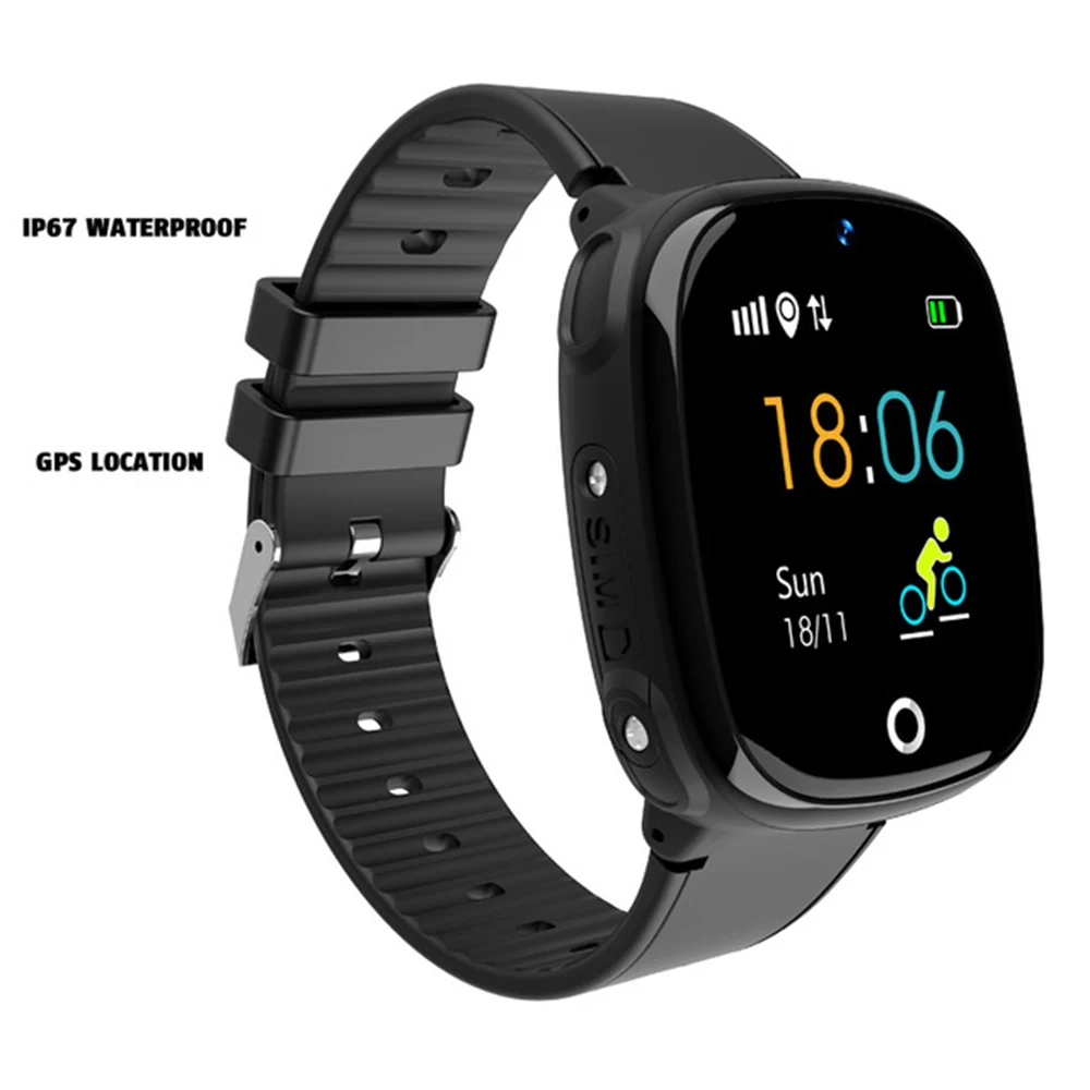 Черный HW11 Смарт-часы Дети gps Bluetooth Шагомер позиционирование IP67 водонепроницаемые часы для детей безопасный умный браслет Android IOS - Цвет: Черный