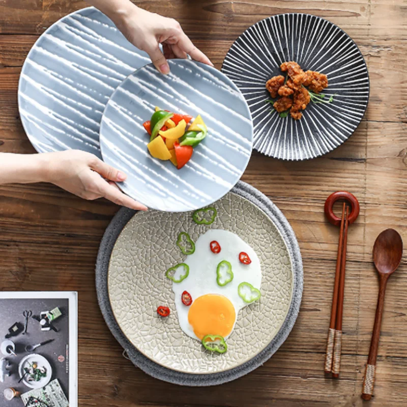 Геометрическая керамическая обеденная тарелка блюдо матовый стейк для западной