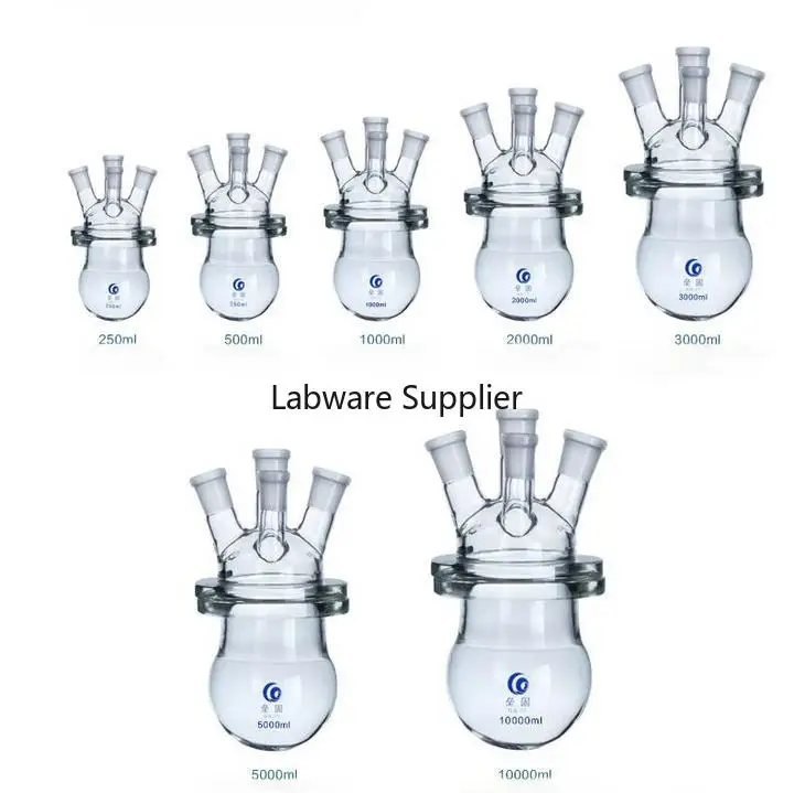 Стеклянная колба реактор Boro медицинского класса с круглым дном 1000 мл/2000 мл тремя