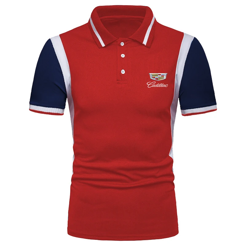 

CADILLAS car logo Men Polo Mens Shirt Short Sleeve Polo Shirts Contrast Color Polo New Summer Streetwear Casual Fashion Man