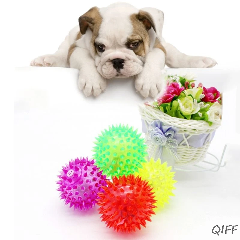 5 Pcs Light-up LED Bite Ball Dog and Cat Flashing Sensory Fun Blinking Spiky Pet Toy | Дом и сад