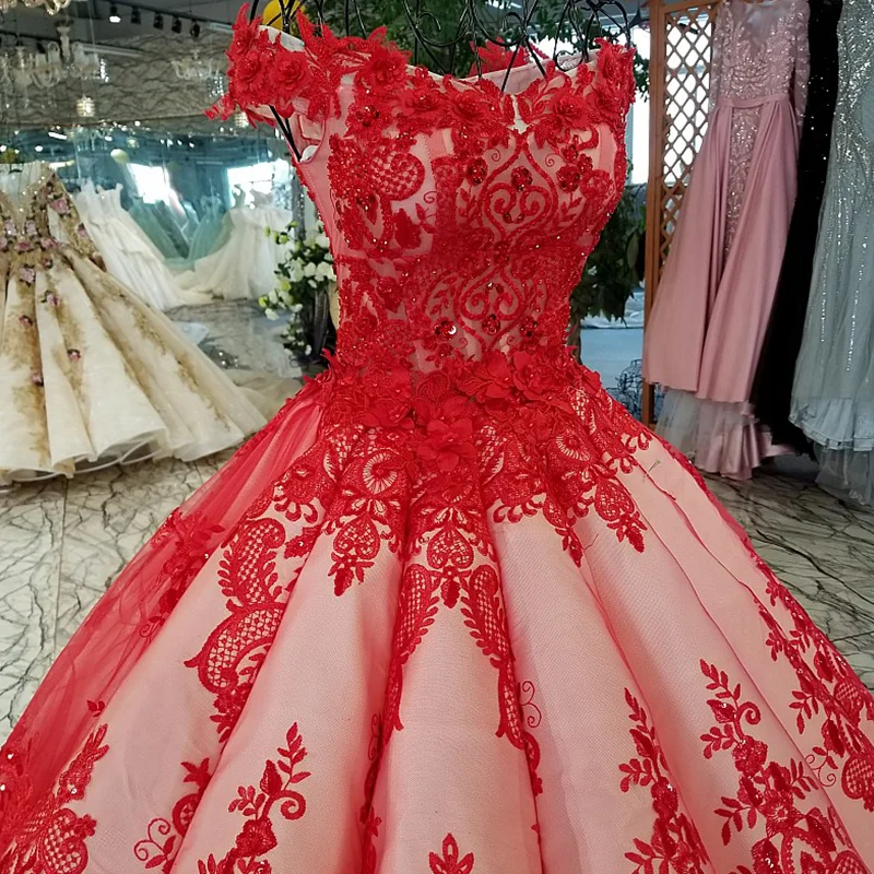 LS98410 2018 новых реальных фотографий показать плеча короткий рукав красный