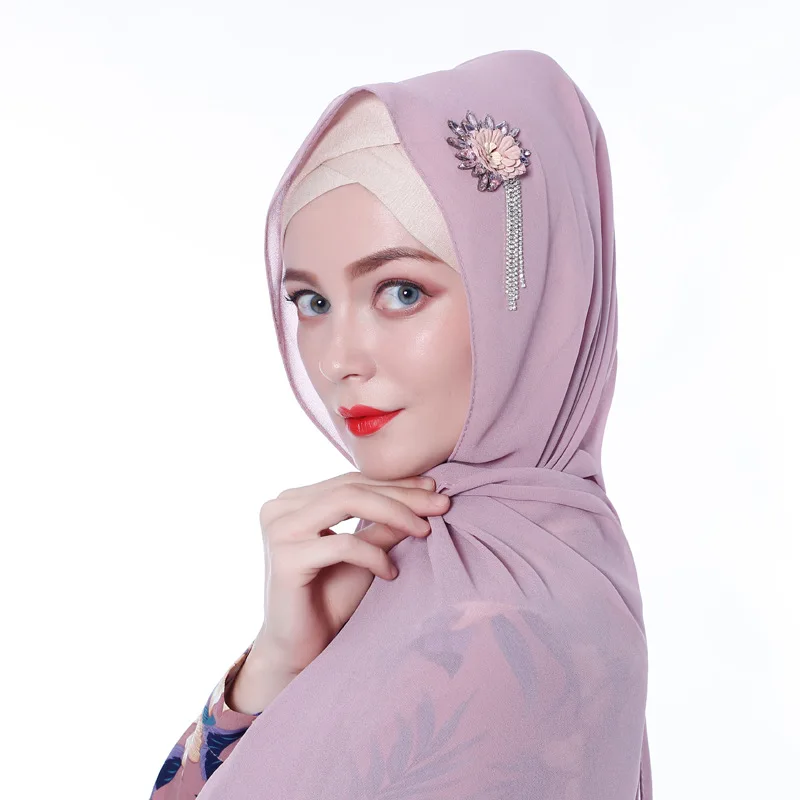 

Hot sale Chiffon hand-made head scarf women chiffon hijab mousseline