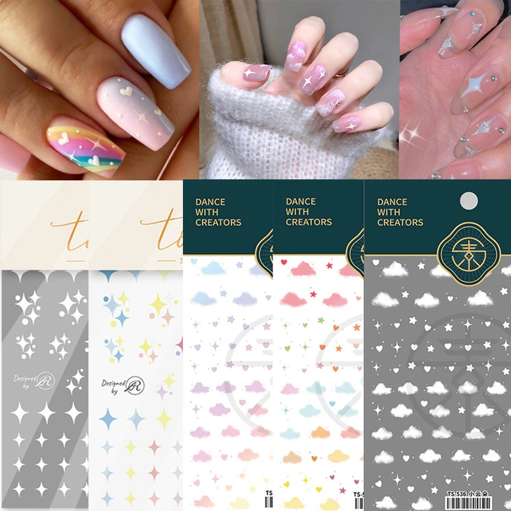 

1 Sheet Star Cloud Nail Art Stickers Self-Adhesive Back Glue Nail Art Decorations Nail Decals Beauty