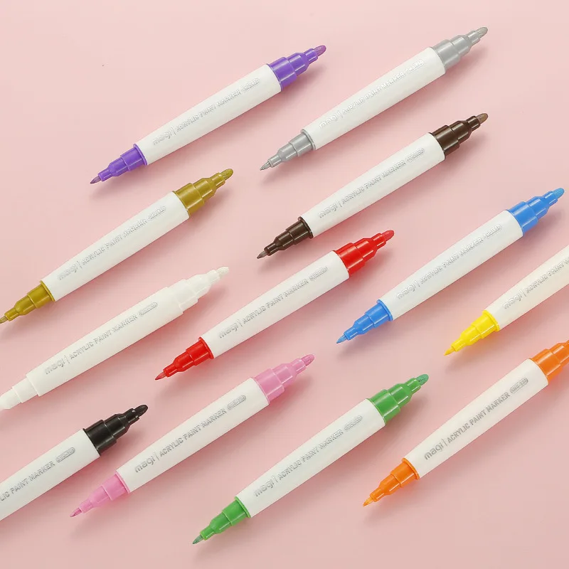 

12 Color Double Head Marker Paint Pen Marking Painting Art For Ceramic Cloth Sail Paper Glass Stone Metal Etc