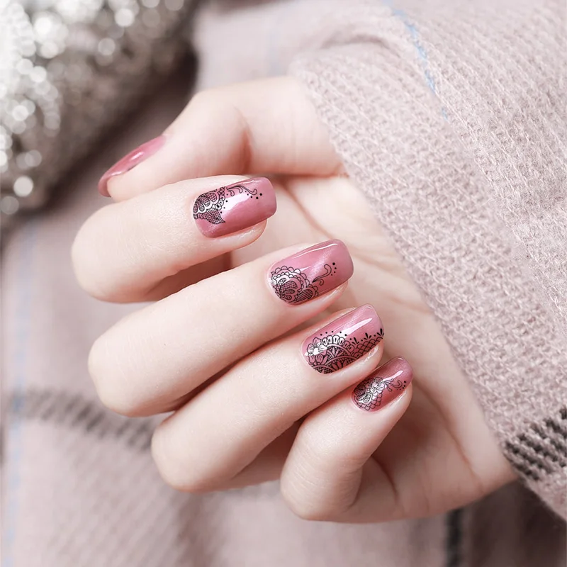 1 лист черного/белого сексуального Кружева для ногтевого дизайна водные