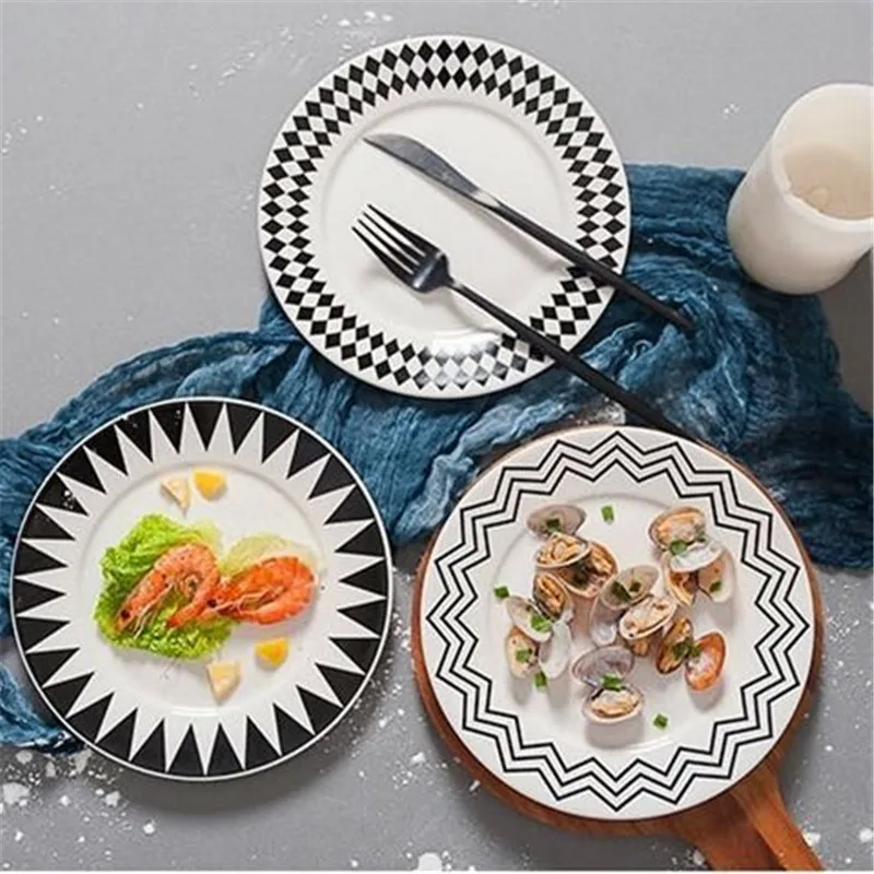

Nordic Ceramic Dessert Plate Service 8 Inches Breakfast Bread Cake Saucer Home Restaurant Party Tableware Fruits Salad Dishes