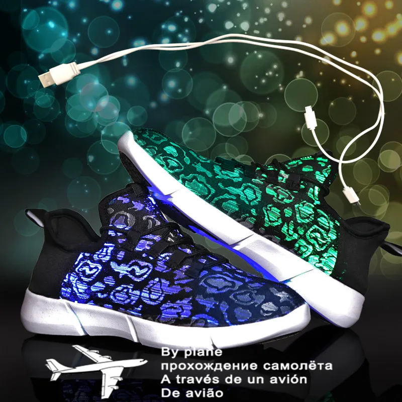 

Size 27-46 Kids Led USB Recharge Glowing Shoes Children's Hook Loop Shoes Children's Glowing Sneakers Kids Led Luminous Shoes