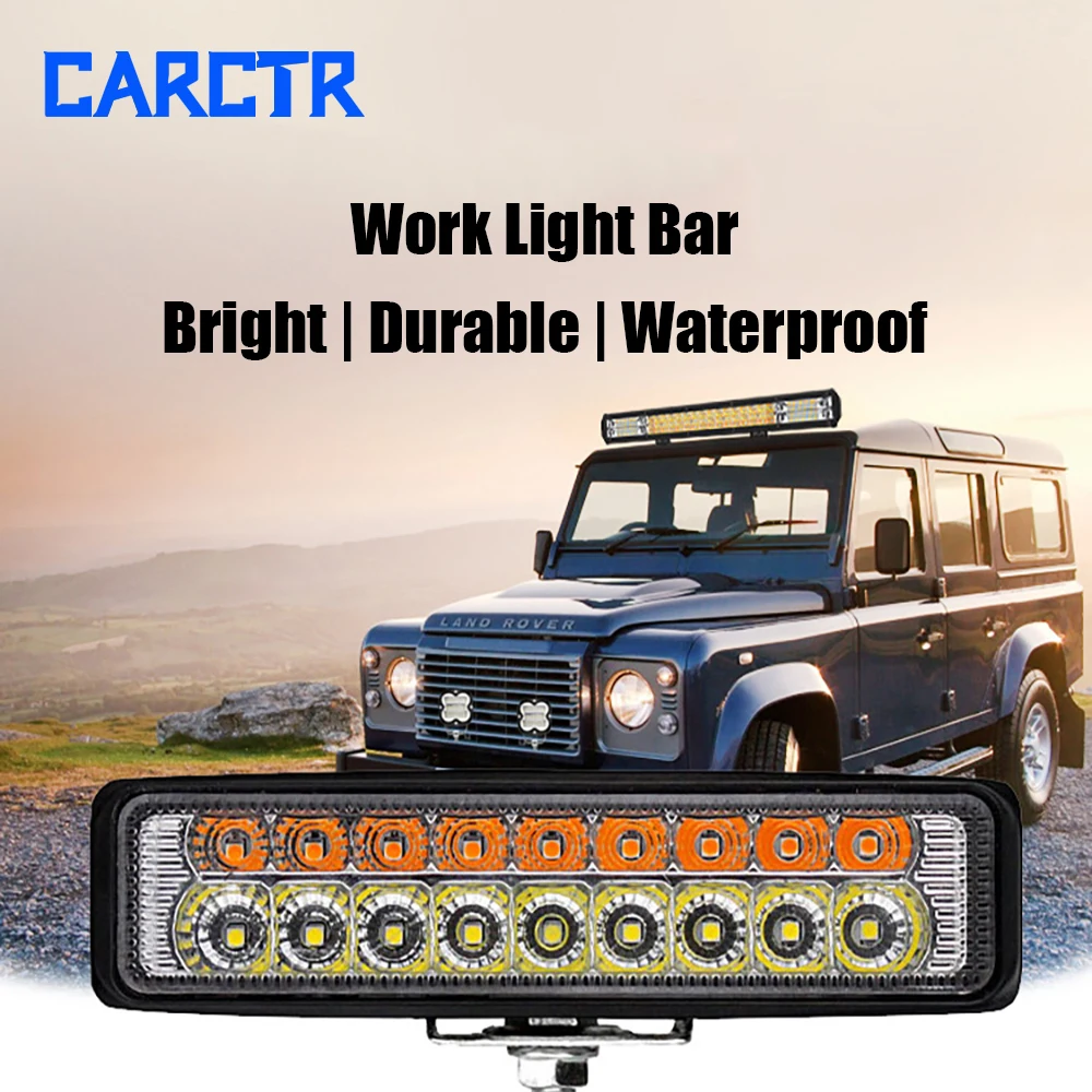

CARCTR Two-Color Double Row Light Yellow and White Light 54WLED Work Light Car Exterior Light Led Bar 4x4 Offroad Accessories