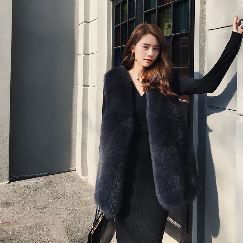 2021 new real natural fox fur vest ladies winter long section warm fashion fur one vest