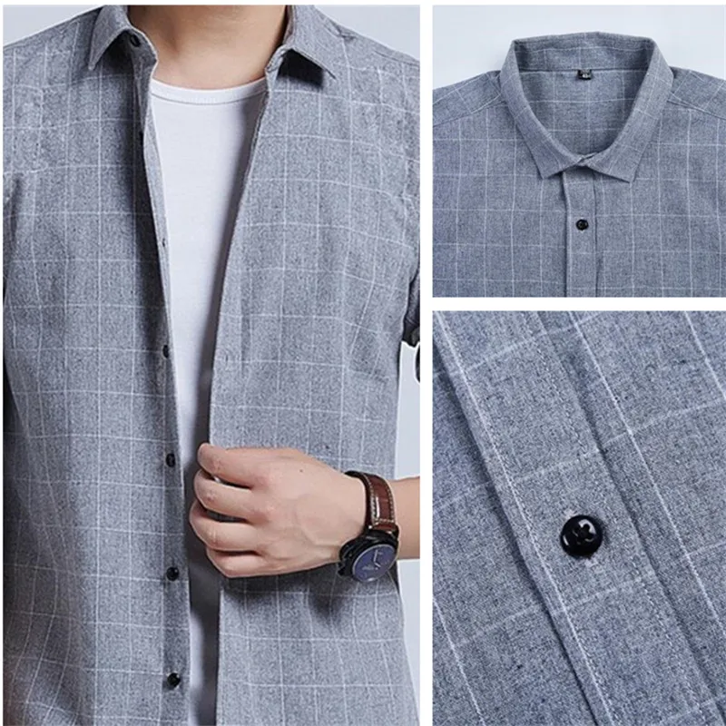

Japanese Retro Brushed Plaid Long-sleeved Men's Shirt Casual Youth Wild Square Collar Single-breasted Shirt In Autumn
