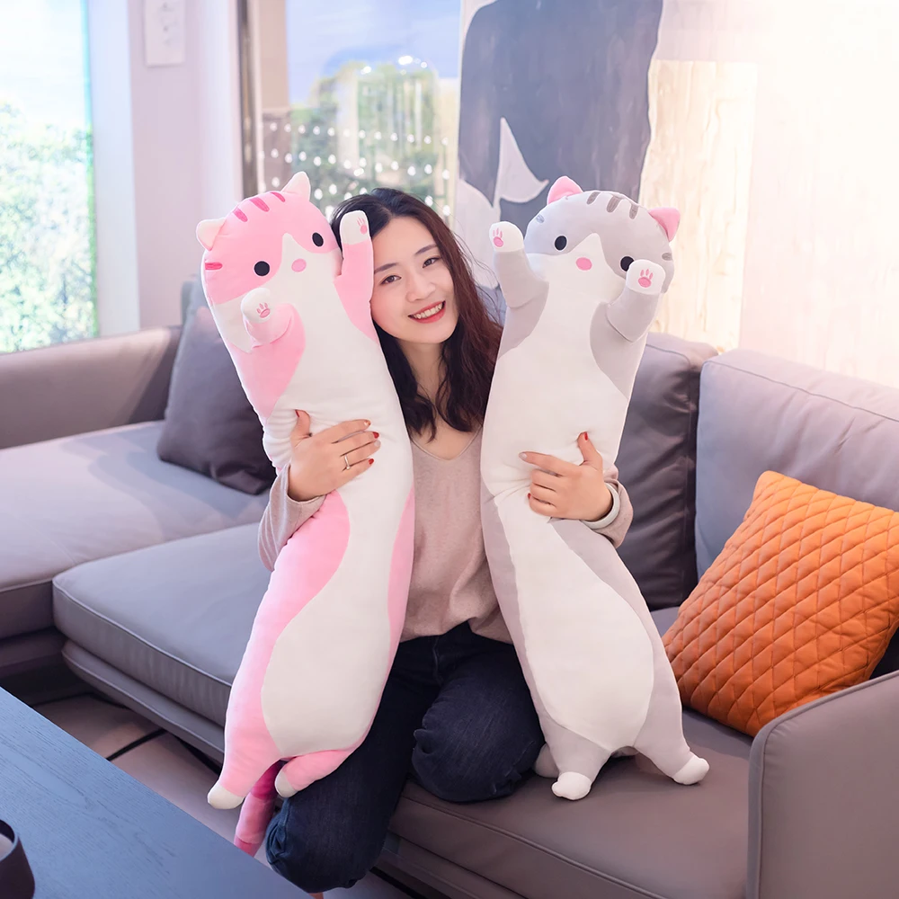 

50-110CM Cute Soft Long Cat Pause Office Nap Sleep Pillow Boyfriend Pillow Plush Toys Stuffed Pause Office Nap Sleep Pillow Cush