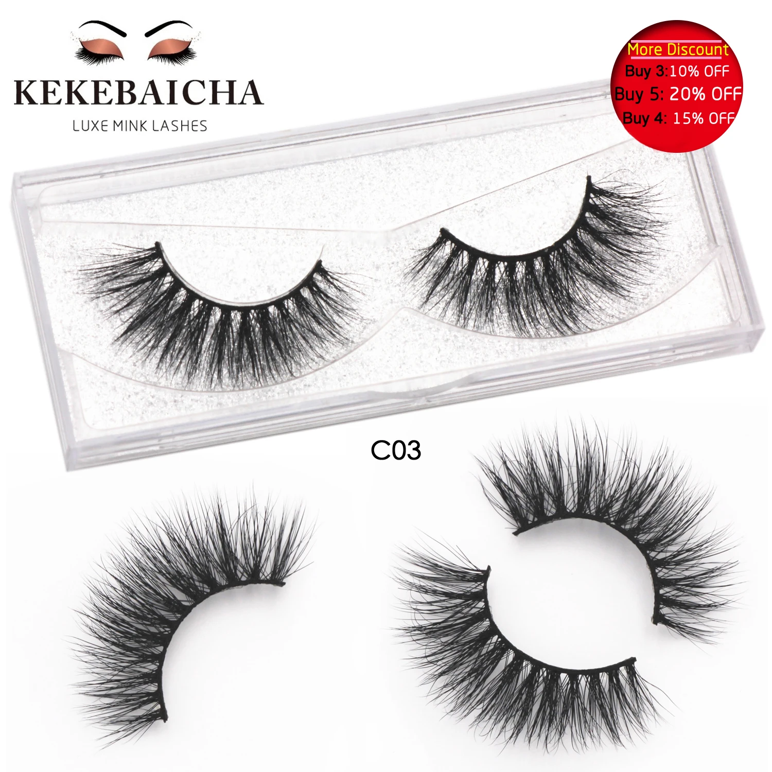 

KEKEBAICHA Mink Eyelash Extensions Luxury Lashes 3D Eyelashes Strip Lashes Handmade Mink lashes Cruelty-Free Long Mink Lashes