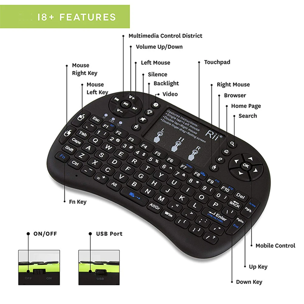 2.4Ghz Wireless Keyboard 7 color backlit i8 Mini Russian English colour Air Mouse with Touchpad Remote Control Android TV Box | Компьютеры