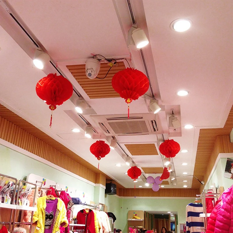 

20Pcs Red Honeycomb Lantern Fu Character Tassel Waterproof Paper New Year Spring Festival Lantern Decoration 27cm, 42cm