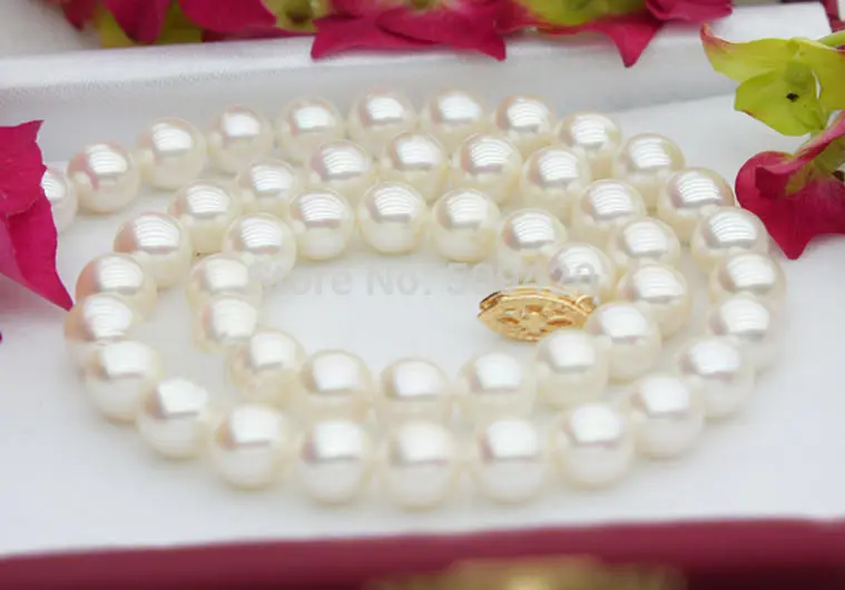 

~~ NATURAL 9-10MM AAA+ WHITE AKOYA PEARL NECKLACE 18 INCH