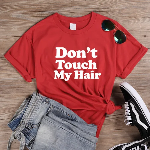 ONSEME Don't Touch My Hair футболки женская уличная Эстетическая футболка с надписью Melanin футболки Femme базовые простые буквы Топы - Цвет: Red-White