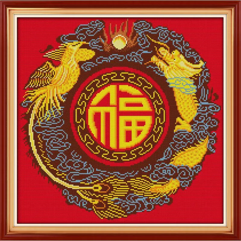 Набор для вышивки крестиком Joy Sunday Китайская вышивка драконом и Фениксом